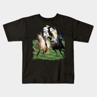 Cat Playing Polo Cats Riding Horse Funny Kids T-Shirt